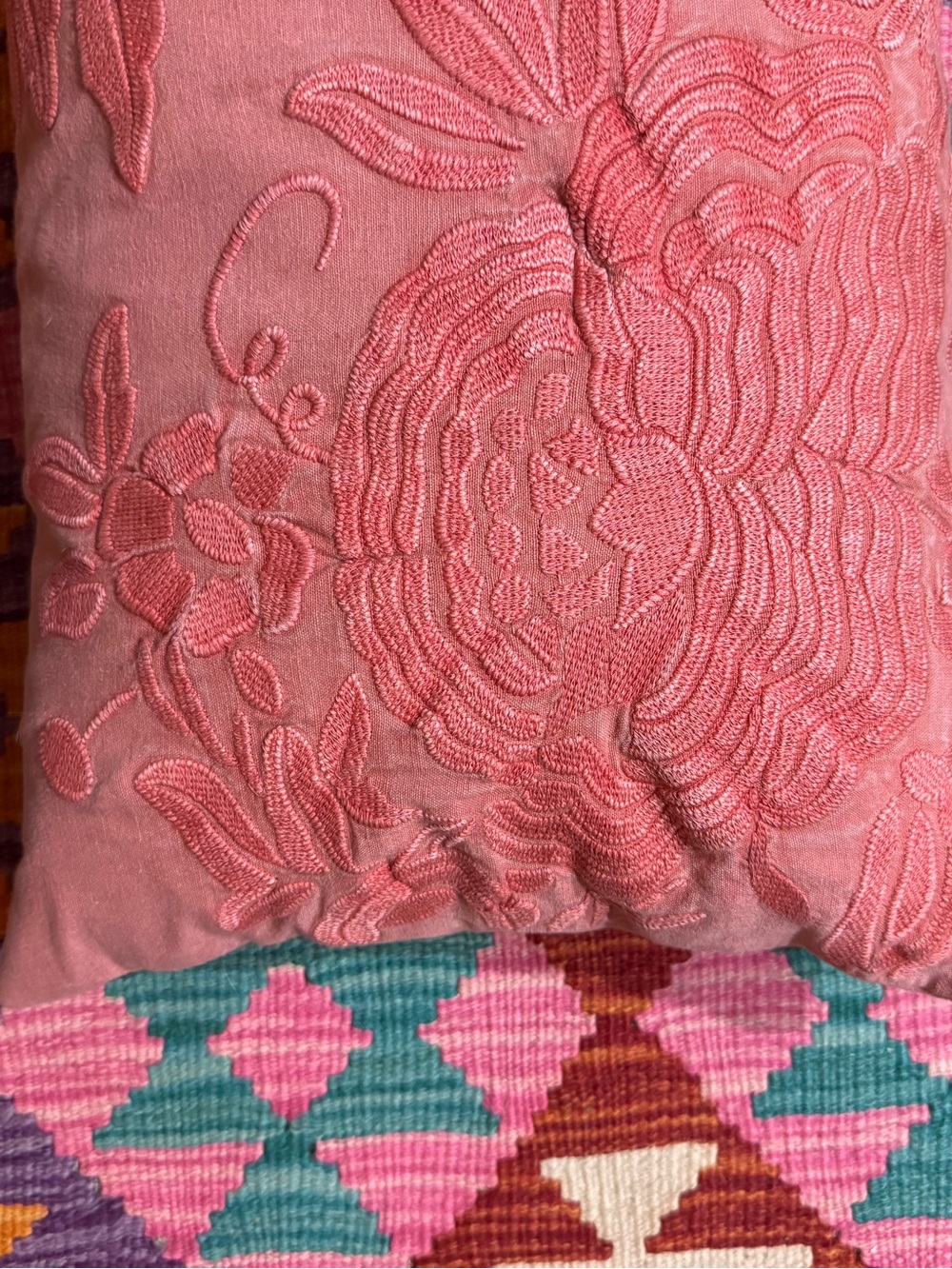 Pottery barn embroidered pillow, 14x20, like new - Picture 3 of 4